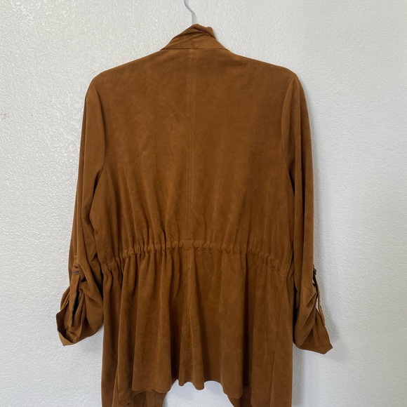 Cognac Suede Drape Jacket - Picture 4 of 4